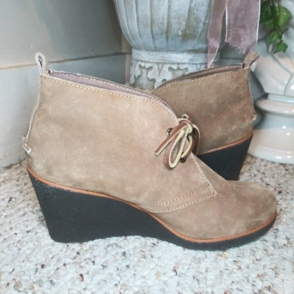 Sperry Harlow Taupe Suede Lace-Up Wedge Bootie - Picture 12 of 14